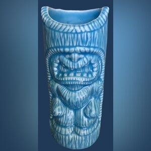 Total of 18
Blue Ceramic Tiki Vase/Drinking glass - Decorative Home Accent